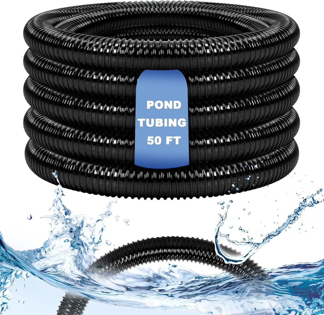 Frienda 50 ft x 1-1/2" ID Pond Pump Tubing Non Kink Water Hose Flexible Corrugated PVC Water Pipe for Garden Pond Waterfall (1-1/2" Diameter x 50ft)
