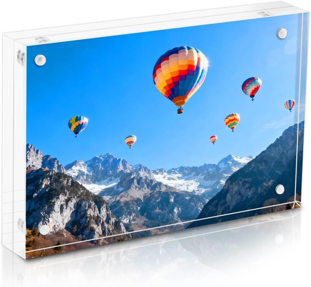 4X6 Acrylic Picture Frames, Double Sided Magnetic Picture Frames, 10+10mm Thick BlockClear Freestanding Transparent Acrylic Frames, Gifts for Women Mom Grandma Father Girlfriend Sister