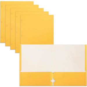 Better Office Products Two Pocket Portfolio Folders, 50-Pack, Yellow, Letter Size Paper Folders, 50 Pieces, Yellow