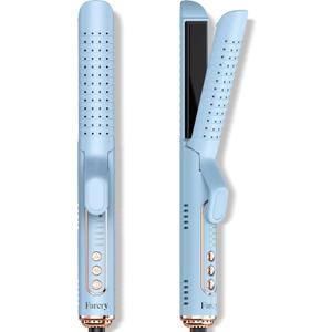 Farery Chill Set Soft-Air Curling Iron: Gentle Soft Air for Quick Styling & Long-Lasting Curls, Lock in Style with Cooling Air Vents, 2-in-1 Hair Straightener & Curler with Upgraded Long Barrel, Blue