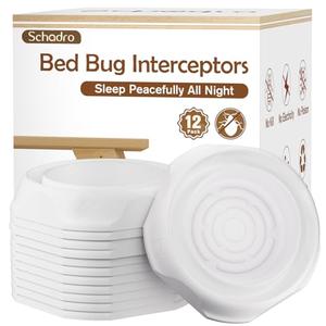 Bed Bug Interceptors, 12 Pack Bed Bug Traps, Insect Detector for Bed, Sofa & All Furniture, 24/7 Monitor, 360° Protection for Your Family's Peaceful Sleep, White