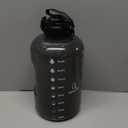 AQUAFIT 1 Gallon Water Bottle with Time Marker - Straw & Chug Lid - BPA Free Gym Water Bottle with Straw - Big Gallon Jug (Gray, 128 oz - 2in1 Lid)