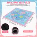 Soulchen Blue American Mahjong Mat with Rules for Table, No Creases, Ships Rolled, 31.5 x 31.5 Non-Slip Noise Reduction Gaming Mat with Carrying Bag for Mahjong Poker Card Board Games Dominoes