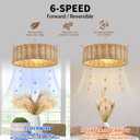 20" Fandelier Rattan Boho Ceiling Fans Rattan chandelierBoho Remote Control, 6 Speeds, Handwovenalso has 1 hour/2 hours/4 hours timer off functionfor Bedroom, Living Room, Dining Room, Yoga Room