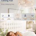 LEDIARY 26in White and Gold Caged Flush Mount Ceiling Fan