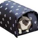 Outdoor Feral Cat House Winter,Weatherproof Waterproof Rainproof Foldable Cotton Filled Thicken Stray Feral Cats Dogs Tent Shelter Home Keep Warm Outdoor Indoor Garden (Medium - 2 Cats)
