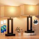 Seealle Bedroom Lamps for Night Stands - Touch Control, 3 Way Dimmable, USB C+A Charging, LED Bulbs, Easy Assembly (Medium(19.6in))