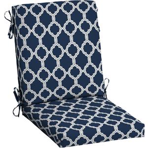 Arden earthFIBER Outdoor Dining Chair Cushion, 20 x 20, Rain-Proof, Fade Resistant, Sapphire Blue Garden Trellis, 1 Pack