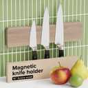 Knife Magnetic Strip 10" Acacia Wood Whitewashed Oak  Magnetic Knife Holder for Wall no Screws  Kitchen Utensil Holder, Knife Bar, Knife Rack, Kitchen Organizer and Tool Holder