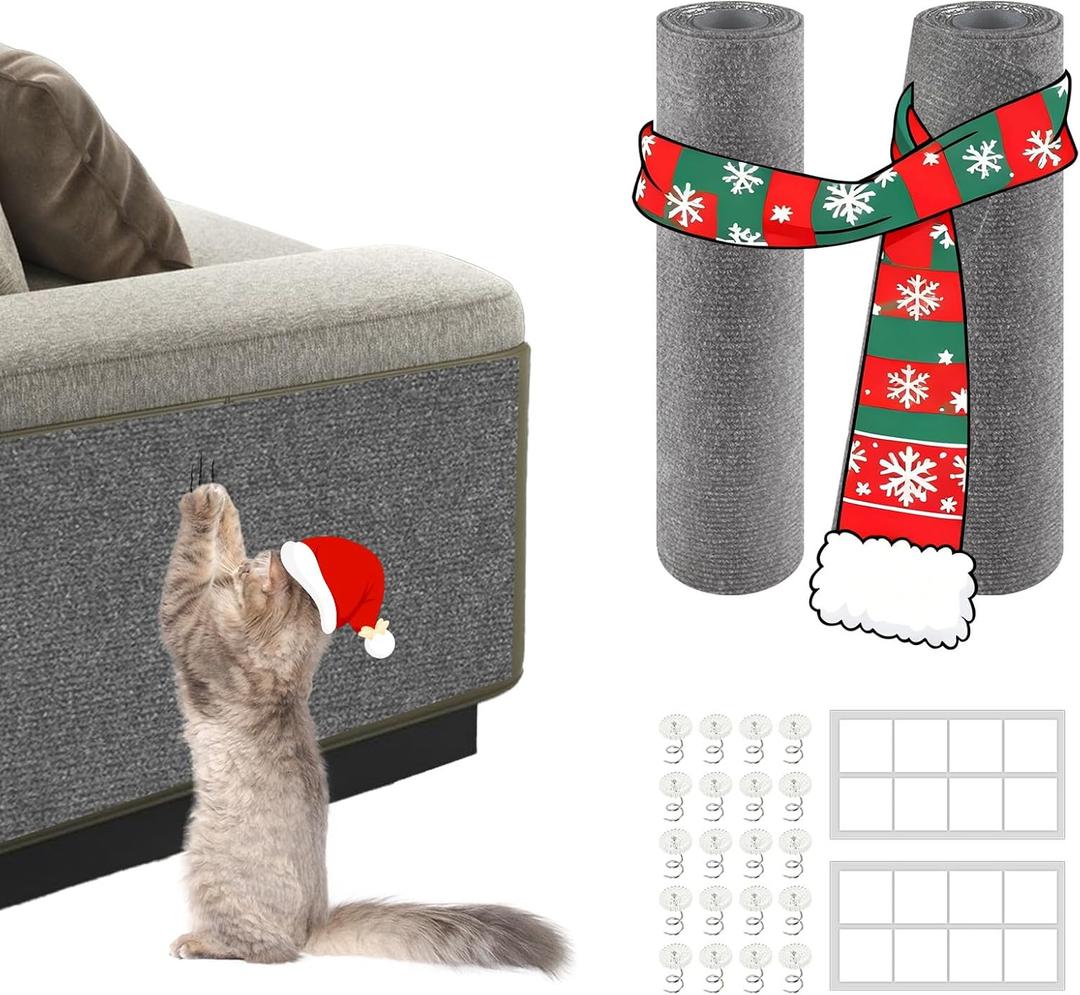 2 Pcs Cat Scratch Furniture Protector, Trimmable Couch Protector from Cat Claws, DIY Cat Scratcher for Couch Furniture or Wall Protector, and Covering Cat Tower, Dark Grey