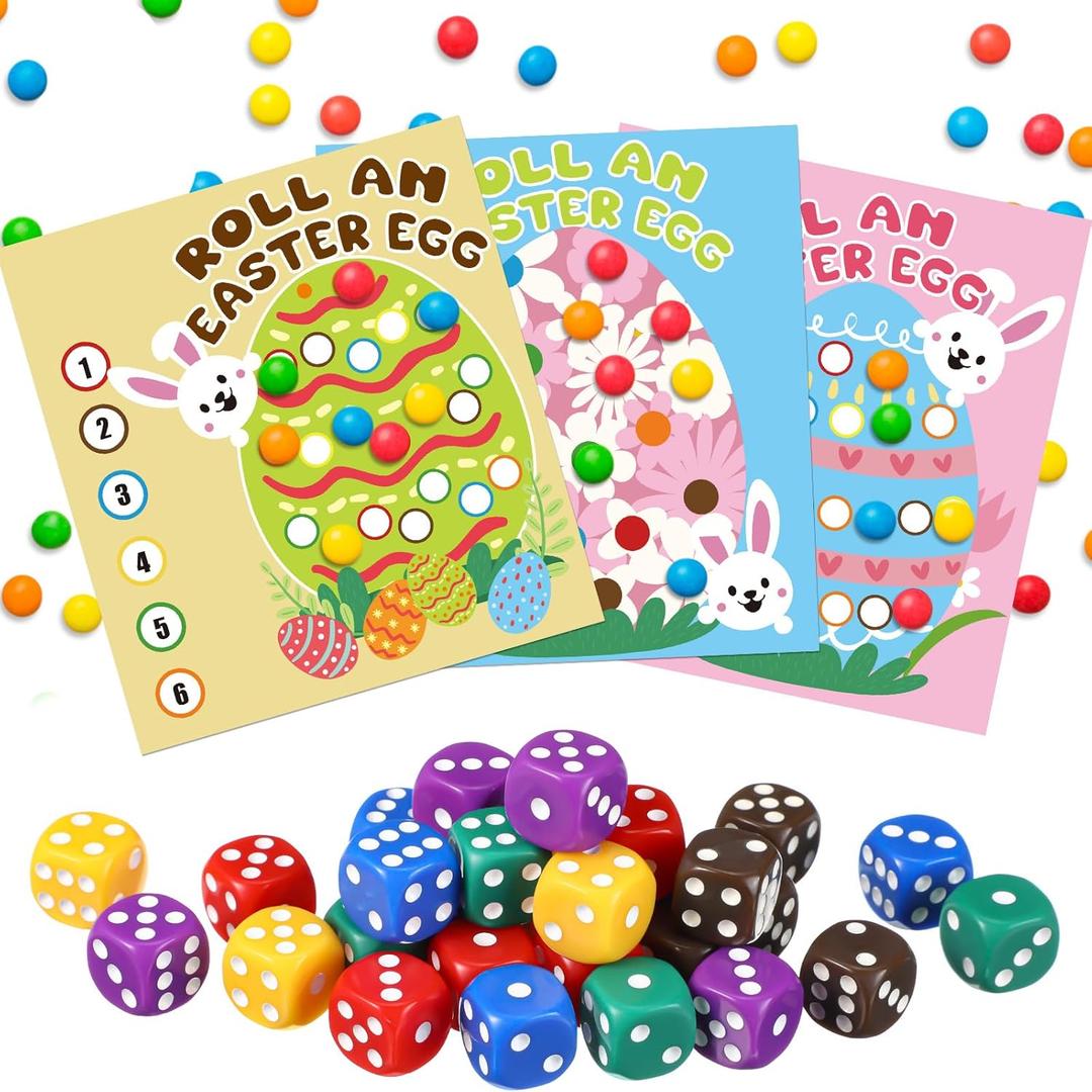 2 x Soulchen 30 Sets Easter Egg Dice Games, Roll The Egg Game with Dices, Easter Roll The Dice Game for Family Spring Party Activity Supplies