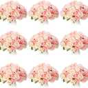 Jexine, 10 Bouquets Artificial Rose Flowers, 120 Pcs, Pink and White, Silk, DIY Bride, Home, Wedding Party Decorations