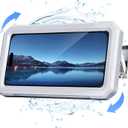 Coolpow Shower Phone Holder Waterproof480RotatableRetractable Adjustable Shower Phone Case Shower Stall Accessories for Bathroom Wall Phone Mount Stand Water Proof Anti Fog Case for 4-7"Cellphones (White)