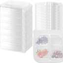 JAPCHET 70 Pack Clear Bento Snack Containers, 4 Compartment Plastic Snack Containers with Lids, Lunchable Food Storage Containers for Office, Work and Travel