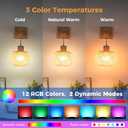 Wall Sconces Battery Operated Set of 2, Rechargeable Boho Wall Sconces with 8000mAh Bulbs, 3CCT+12RGB Dimmable Woven Bamboo Wall Light/Lamp Rattan Sconces for Bedroom Living Room