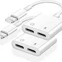[Apple MFi Certified] Dual 2in1 Lightning Headphone Audio & Charger Adapter Splitter for iPad,2 Pack iPhone Headphone Adapter for iPhone 14/13/ 12/11/ XS/XS Max/XR/X/ 8/8plus/7/7 Plus/iPad