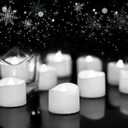 Homemory Cool White Flameless LED Tea Lights Candles, 200+Hour Battery Operated Fake Electric Votive Tea Lights for Christmas, DIY Mood Lighting, Party, Holiday, Funeral, Home Decor, 24-Pack
