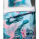 Jay Franco Disney Lilo & Stitch Floral Fun Full/Queen Comforter & Sham Set - Super Soft Kids Reversible Bedding - Fade Resistant Microfiber (Official Disney Product)