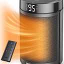 Dreo Space Heater, Portable Electric Heaters for Indoor Use with Thermostat, Digital Display, 1-12H Timer, Eco Mode and Fan Mode, 1500W PTC Ceramic Fast Safety Heat for Office Bedroom Home, Black