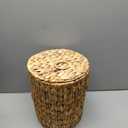 Coeusy 4 Gallon Wicker Trash Can with Lid, Small Bathroom Trash Can, Water Hyacinth Woven Waste Basket, Rattan Boho Decorative Garbage Can with Removable Liner for Bedroom, Home Office (Round,Natural)