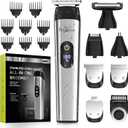 Brightup Beard Trimmer for Men - 22 Piece Beard Grooming Kit with Hair Clippers, Electric Razor, IPX7 Waterproof Mustache, Face, Balls, Nose, Ear, Body Shavers - Gifts for Men, YH-7282, Silver