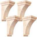 4 Pcs 3 1/2" W x 3 3/4" D x 6" H Traditional Wood Corbels Wooden Shelf Brackets Unfinished Paintable Solid Wooden Bracket for Doorway Home Shelves Cabinet Furniture Support