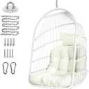 Chihee Egg Chair Foldable Wicker Rattan Hanging Swing Chairs Indoor Outdoor Patio Wicker Chair Hammock Chair with Stainless Steel Hanging Kit Chain Link UV Resistant Cushion Bedroom Balcony