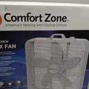 Comfort Zone Box Fan with Carry Handle, 20 inch, 3 Speed Full-Force Air Circulation Window Fan, Bedroom Floor Fan with 5 Blades, White Noise Cooling Fan, White