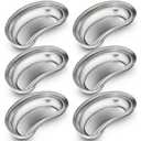 Blulu 6 Pcs Stainless Steel Kidney Tray 8'' Medium Kidney Shaped Emesis Basin Surgical Medical Tray pan Bowls Reusable Metal Dish Dental Lab Instruments Bathroom Soiled Dressings Medic Waster