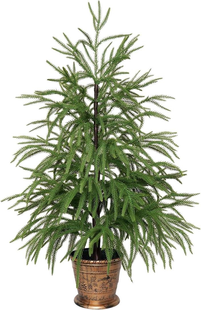 XmasExp 3ft Norfolk Pine Tree Artificial Faux Potted Christmas Tree for Front Porch Indoor Outdoor Decor