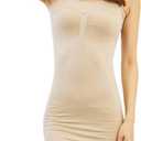 Full Control Slip Body Shaper Dress for Women Beautiful Shapewear Seamless Smooth Strapless Tummy Control 50-90kg (Color: Beige, Size :  XL)