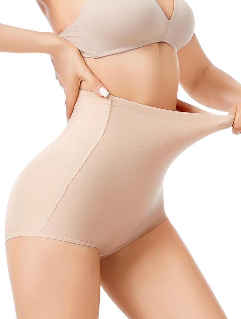 Cephermer Tummy Control Shapewear Panties for Women Body Shaper Underwear Seamless Shapewear Panty Girdle (Medium, Beige-high Waisted)