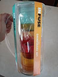 INFUSE 5 Piece Acrylic Pitcher & Glasses Drinkware Set 