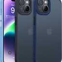 TORRAS Upgraded Shockproof for iPhone 14 Case [10FT Military Drop Protection][Sleek Premium Touch] Translucent Back & Soft Edge Slim Silicone Cover, Navy Blue