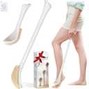 New Foot Brush with Adjustable Long Handle, 3-in-1 Foot Scrubber for Wet or Dry Brushing, 10.2- 27.5 Foot Scrub Brush for Senior, Pregnant, Disabled, or Injured, Gift-Box Packed(White)