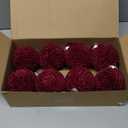 8 Pcs Burgundy Red Crochet Christmas Ornaments Balls 3.15 Inch Velvet Knitted Balls Ornaments Handmade Crochet Decoration for Xmas Tree Farmhouse Decor