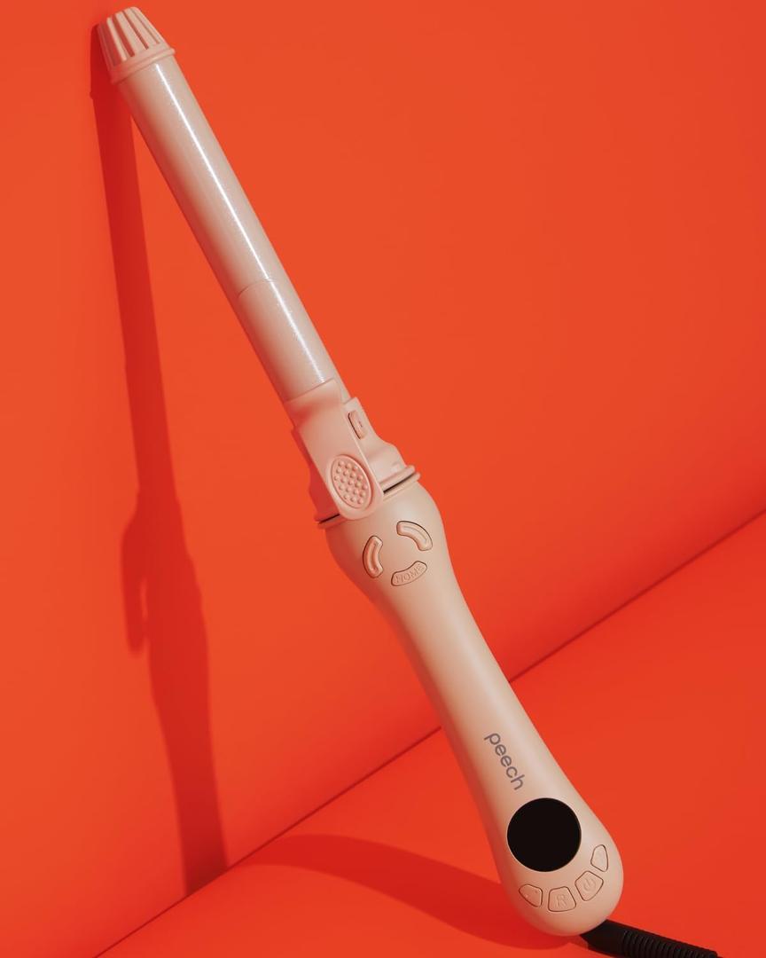 Rotating Curling Iron 1 inch 2025 New Version - Automatic Hair Curler - Self Spinning Curling Wand for Medium to Long Hair Length (Peach)