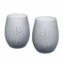 Table Tops Gallery  2 Piece Gray Snowflake Stemless Wine Glass Set