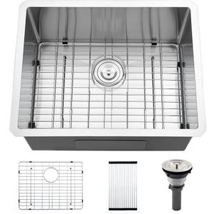 Stainless Steel Laundry Sink Undermount-VASOYO 23x18x13 Undermount Laundry Sink Stainless Steel Utility Sink 16 Gauge Single Bowl Laundry Room Sink Outdoor Sinks Deep Undermount Kitchen Sink (Brushed Nickel)