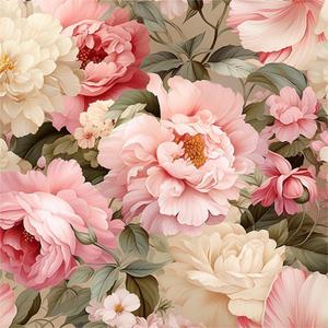Pink Beige Cream Large Vintage Peony Floral Peel and Stick Wallpaper Wall Decor Self Adhesive Wall Paper Stick on Easy Peel Off Contact for Renter Apartment (17.7" x 118")