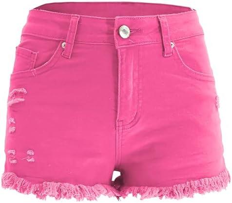 XKBHYD Womens Jean Shorts High Waist Stretch Hot Shorts Fringe Wash Jean Shorts Summer Cute Denim Shorts, Size: L