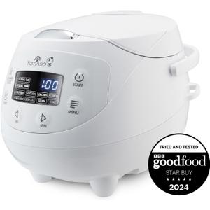 Yum Asia Panda Mini Rice Cooker With Ninja Ceramic Bowl and Advanced Fuzzy Logic (3.5 cup, 0.63 litre) 4 Rice Cooking Functions, 4 Multicooker functions, Digital LED display - 120V,Arctic White 