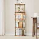 ALLSTAND Rotating Bookshelf, 4 Tier Spinning Bookshelf Tower, 360° Display Unique Round Bookcase, Floor Standing Corner Revolving Bookshelf Storage Organizer for Small Spaces, Home Study Office, Gold