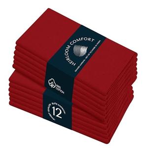 HEIRLOOM COMFORT Red Cloth Napkins 17 x 17 Inch, Soft, Absorbent, Durable, Reusable, Washable Fabric, Set of 12 - Perfect Table Napkin for Dinner, Fall, Weddings, Holiday, Christmas, Everyday Use