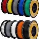 Kingroon PETG 3D Printer Filament, 10 Rolls, Dimensional Accuracy +/- 0.03 mm, 1kg Spool(2.2lbs), 1.75 mm10KG Ten Colors Black White Grey Red Blue Green Yellow Orange Transparent Silver