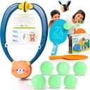 Glow-in-The-Dark Door Pong Ping Pong Trainer with 6 Rechargeable Balls - Door Frame Hanging Table Tennis Set, Indoor Outdoor Fun Ages 3+