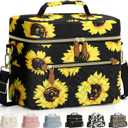Capolo Lunch Box for Women Men Adults,Insulated Lunch Bag Leakproof Lunch Cooler Box with Removable Strap Cute Lunch Tote Bags Reusable Thermal Lunchbox for School Work Picnic(Small,Sunflower)