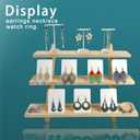 3 Tier Earring Display Stands For Selling, Retail Display Riser Earring, Ring Holder Stand, Removable Countertop Small Merchandise Display Stand, for Figures,Cupcake, Photo (Wood color)