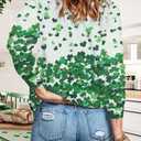 MYHALF St Patricks Day Sweatshirt Women Shamrock Long Sleeve Irish Festival Holiday Tee Short Sleeve Causal Top (White, L)