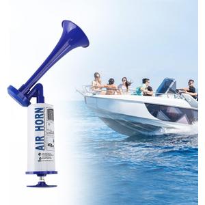 Handheld Air Horn, Aluminum Super Loud Stadium Noisemakers for Sporting Events, Portable Air Pump Horns Sport and Marine Signal Safety Alarm Horn for Boating, Sports Games, Birthday Parties (Blue)